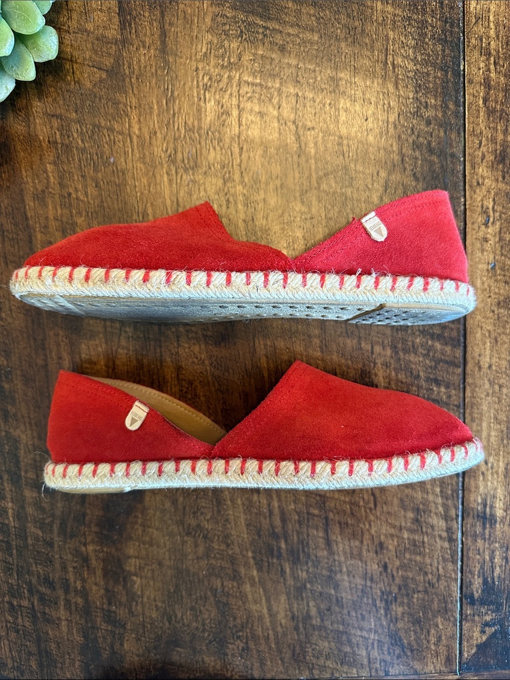 Verbenas | Carmen Red Suede Espadrille Flats - Made in Spain, Size 38 - Picture 7 of 12